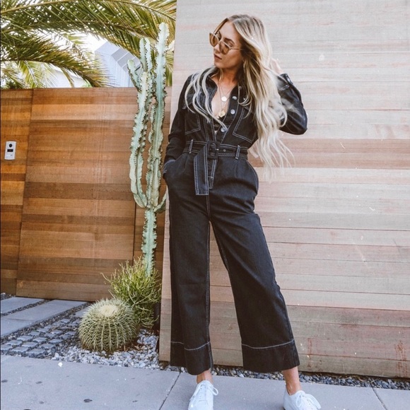topshop contrast denim boiler suit